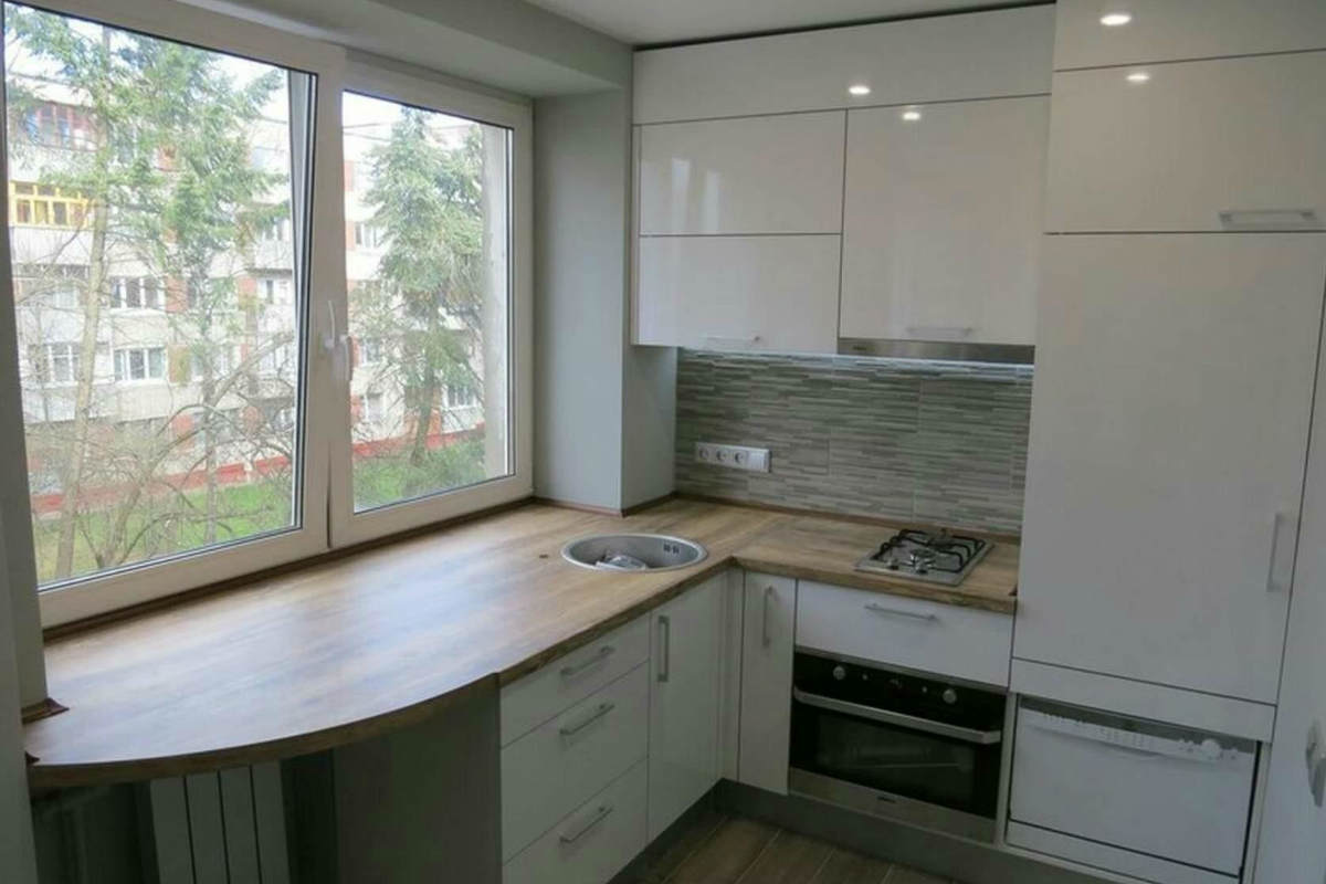 кухни с углом у окна дизайн