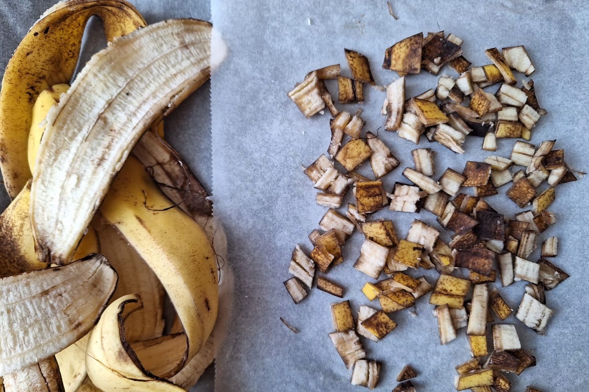 нарязани бананови кори