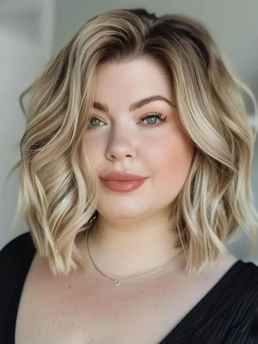 прическа на пластове кръгло лице