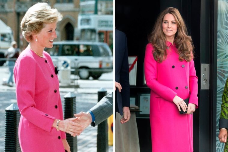 Кейт и Даяна розово палто