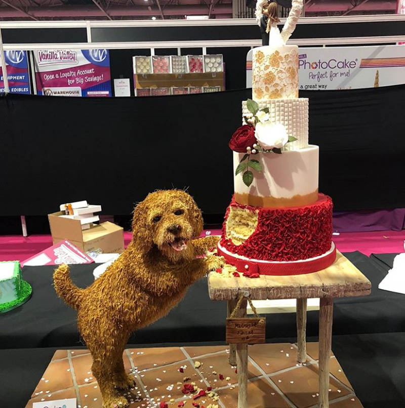 многослойна сватбена торта с куче