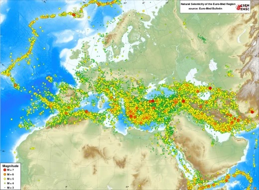 земетресения Турция карта