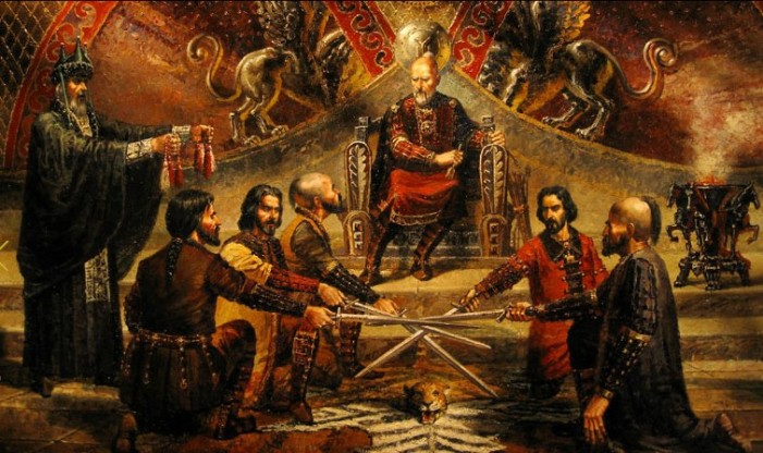 хан Кубрат със синовете си