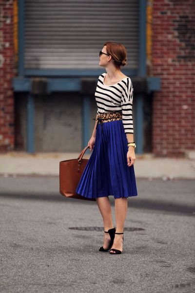 Stripes, cobalt and a touch of leopard.  TTH: