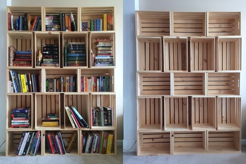библиотека от дървени кутии
