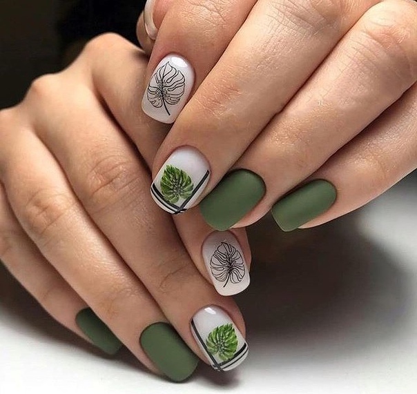 къси нокти листно зелено
