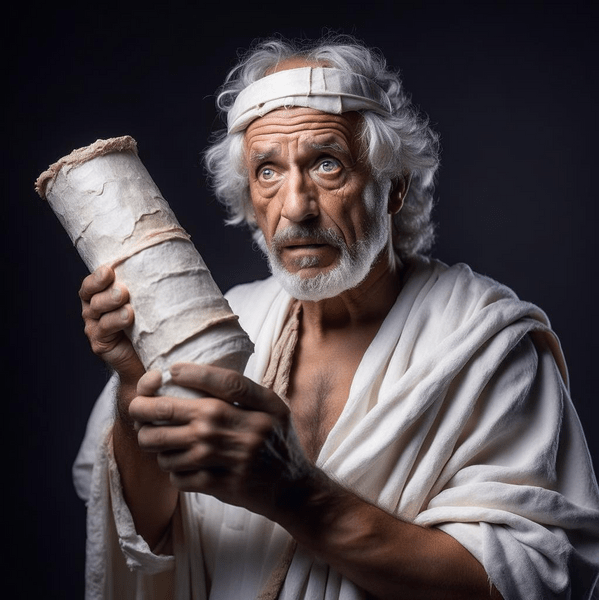 древен човек с тоалетна хартия