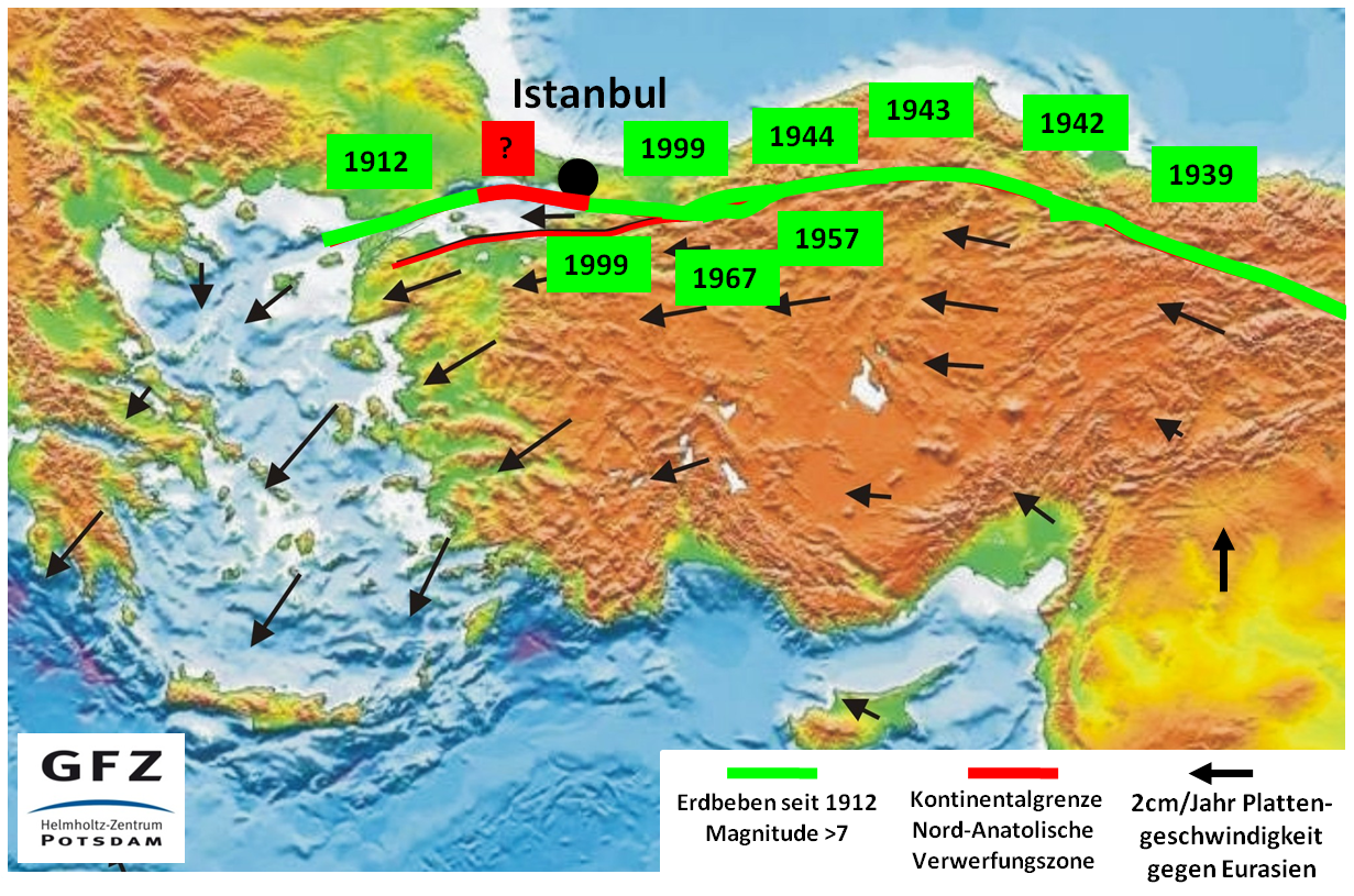 карта земетресения Истанбул