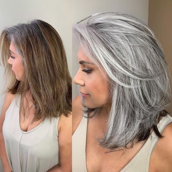 красива прическа на сиви коси