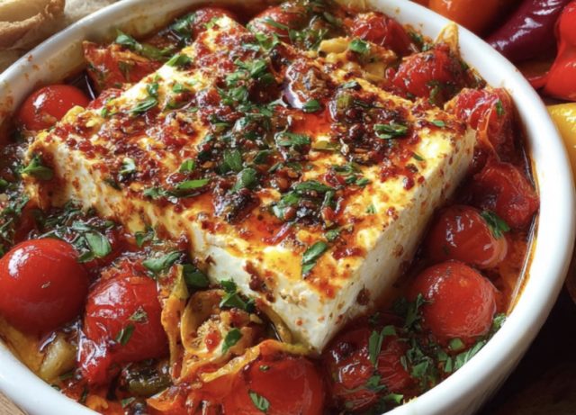 печено сирене с домати