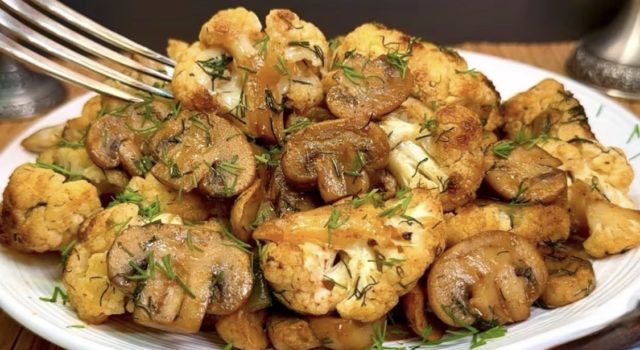 паниран карфиол с гъби