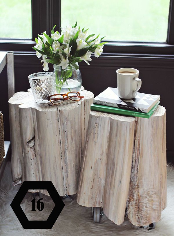 make-rolling-side-tables-from-tree-stumps