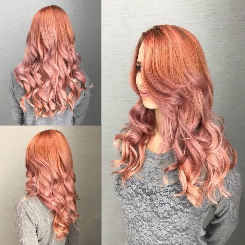 цвят розово злато на дълга коса