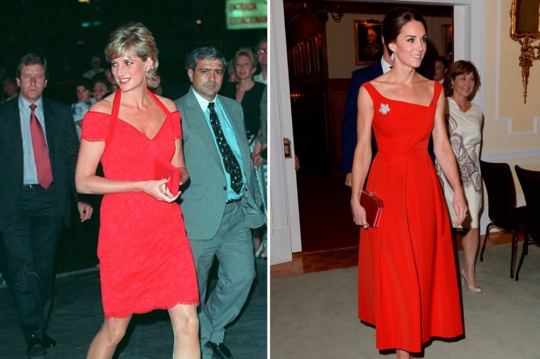 Кейт и Даяна в червена рокля