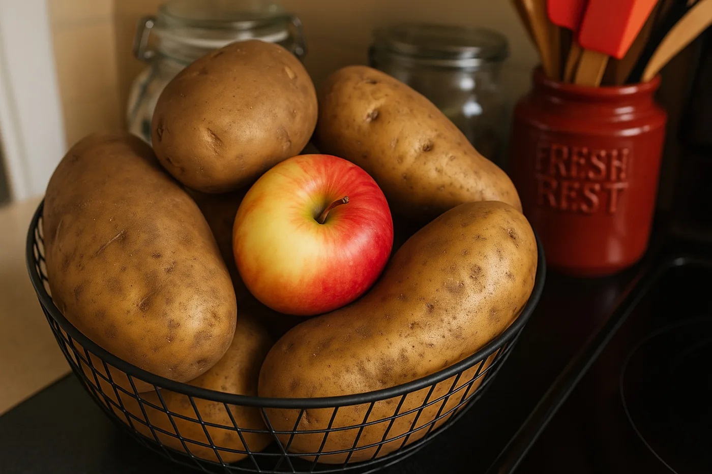 ябълка в картофите