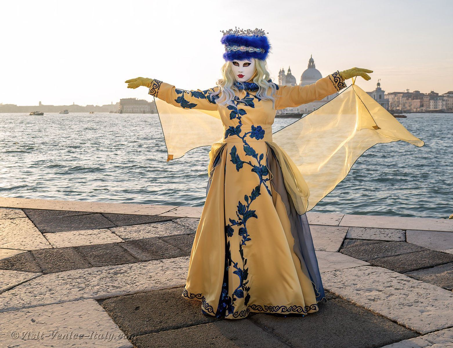 венециански костюм синьо и жълто